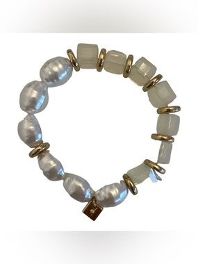 NWOT | OE | Freshwater Pearl & Clear Bead Bracelet